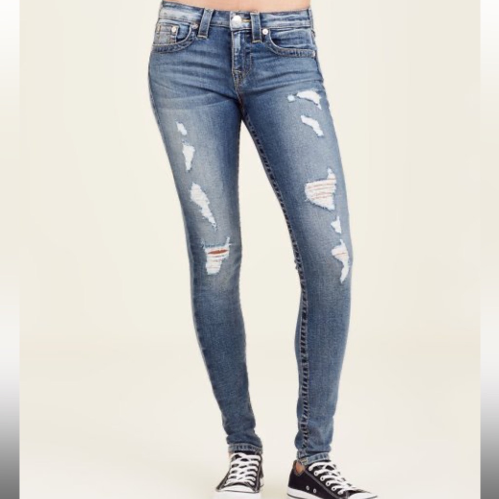 True Religion Destroyed Super Skinny Wheat Jean